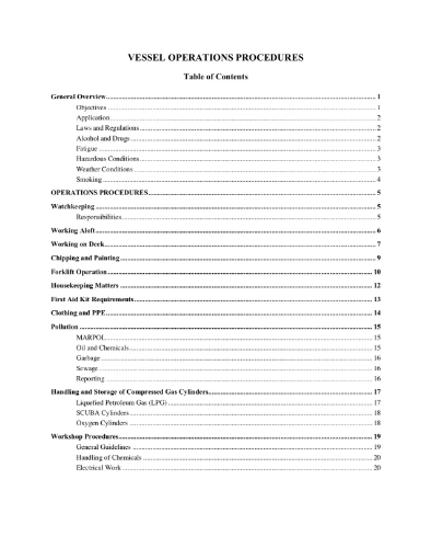 Picture of Operations Procedures for Marine Vessel