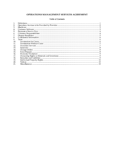 Picture of IT Operations Management Services Agreement | Canada