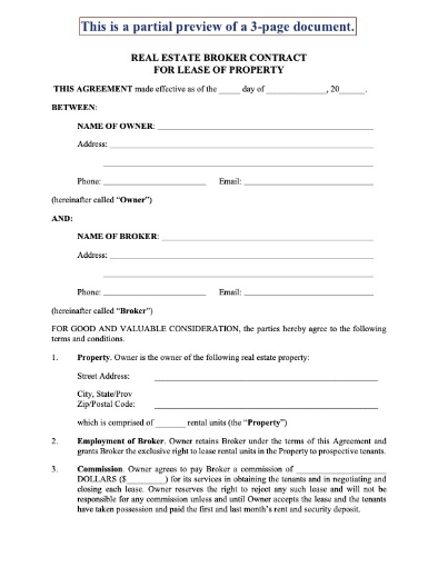 Picture of Brokerage Contract for Property Leasing | USA